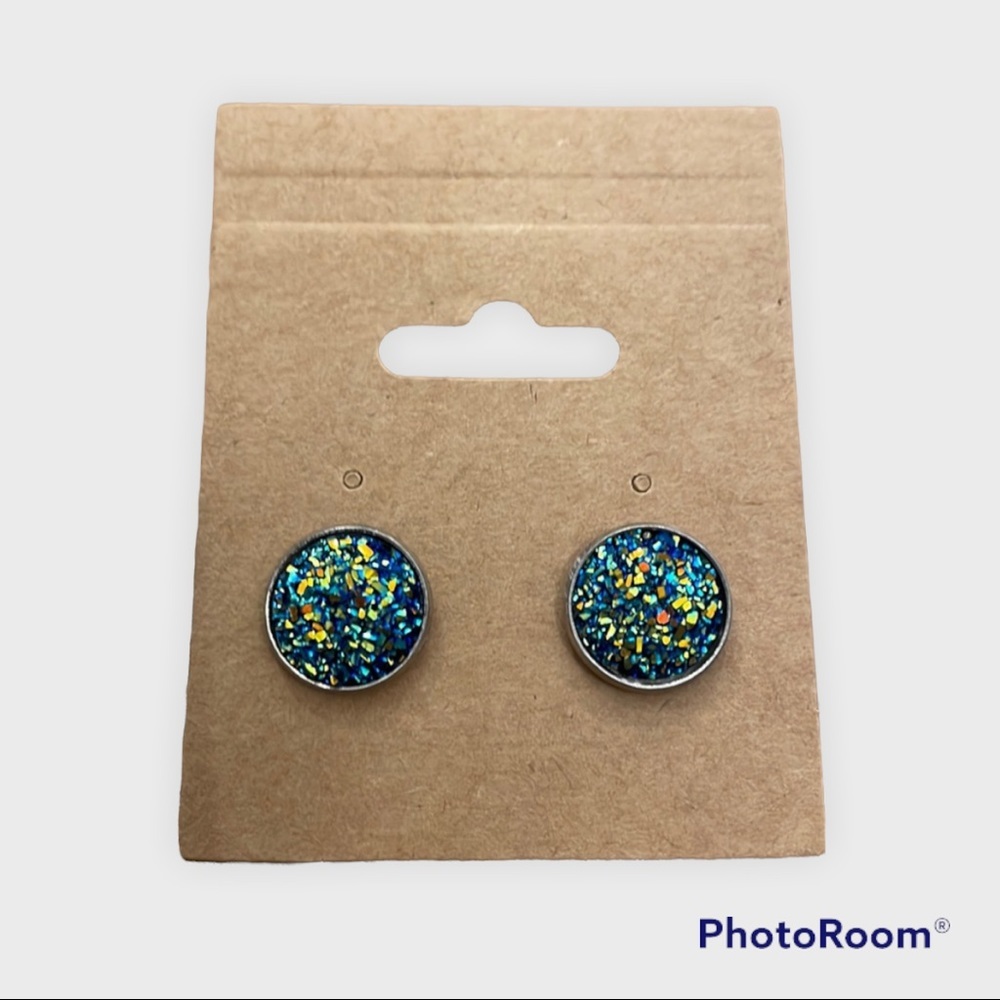 Deep blue 12 mm earrings